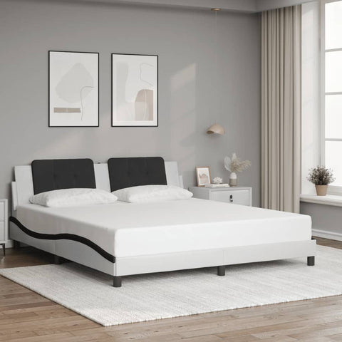 vidaXL Bed Frame without Mattress White and Black 180x200 cm Super King Faux Leather