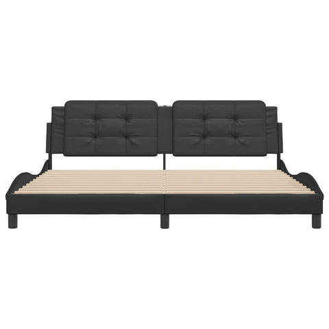 vidaXL Bed Frame without Mattress "Zadar" Black 200x200 cm Faux Leather