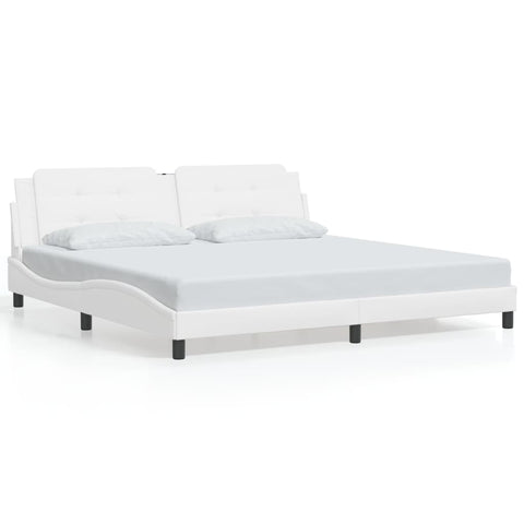 vidaXL Bed Frame without Mattress "Zadar" White 200x200 cm Faux Leather