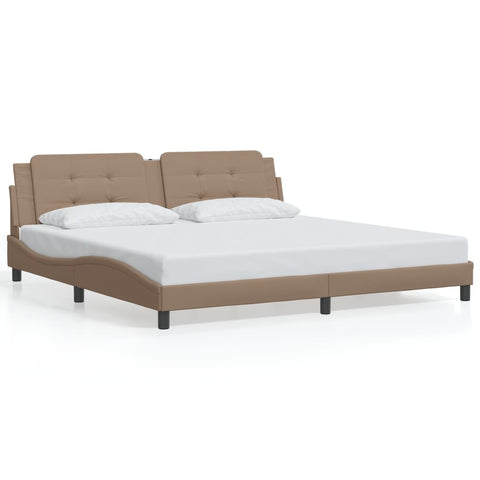 vidaXL Bed Frame without Mattress Cappuccino 200x200 cm Faux Leather
