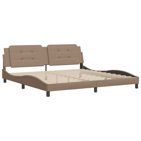 vidaXL Bed Frame without Mattress Cappuccino 200x200 cm Faux Leather