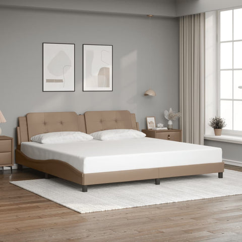 vidaXL Bed Frame without Mattress Cappuccino 200x200 cm Faux Leather