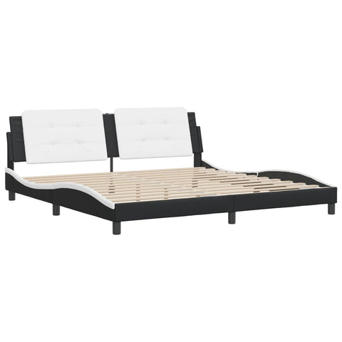 vidaXL Bed Frame without Mattress "Zadar" Black and White 200x200 cm Faux Leather