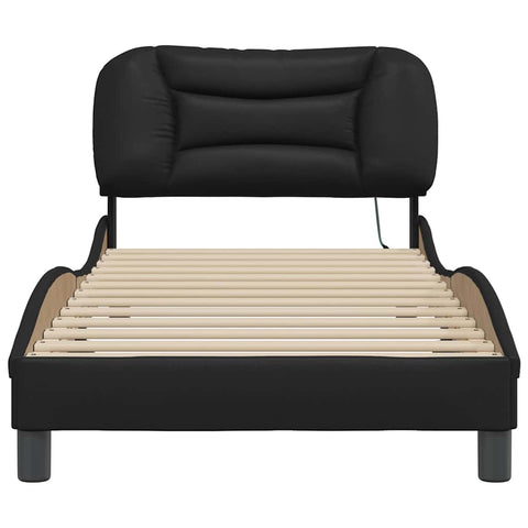 vidaXL Bed Frame with LED without Mattress "Hvar" Black 80x200 cm