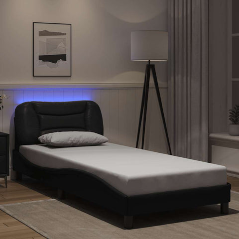vidaXL Bed Frame with LED without Mattress "Hvar" Black 80x200 cm