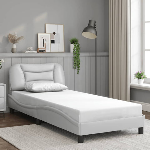 vidaXL Bed Frame with LED without Mattress "Hvar" White 80x200 cm