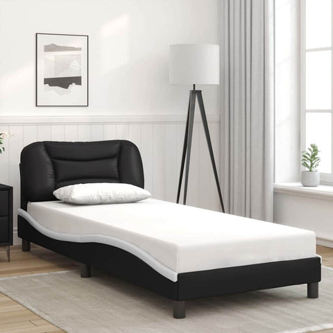 vidaXL Bed Frame with LED without Mattress Black and White 80x200 cm
