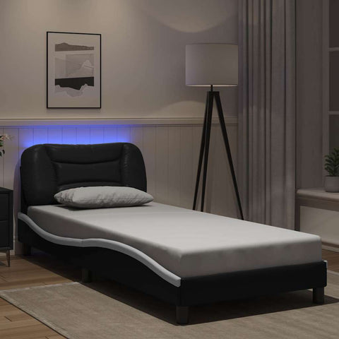 vidaXL Bed Frame with LED without Mattress Black and White 80x200 cm