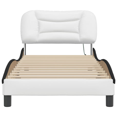 vidaXL Bed Frame with LED without Mattress "Hvar" White and Black 80x200 cm