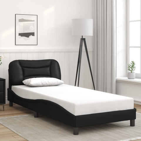 vidaXL Bed Frame with LED without Mattress Black 90x190 cm Single