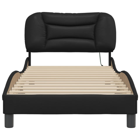 vidaXL Bed Frame with LED without Mattress Black 90x190 cm Single