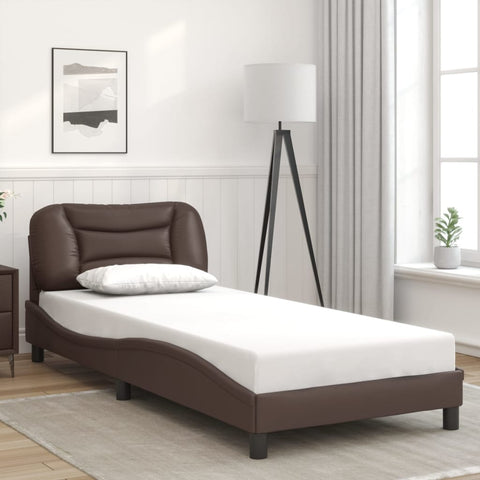 vidaXL Bed Frame with LED without Mattress "Hvar" Brown 90x190 cm Single