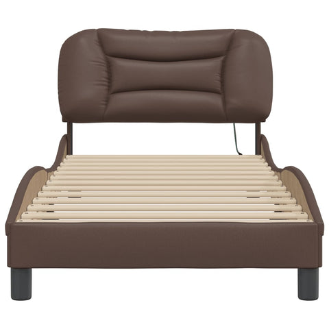 vidaXL Bed Frame with LED without Mattress "Hvar" Brown 90x190 cm Single