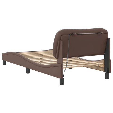 vidaXL Bed Frame with LED without Mattress "Hvar" Brown 90x190 cm Single