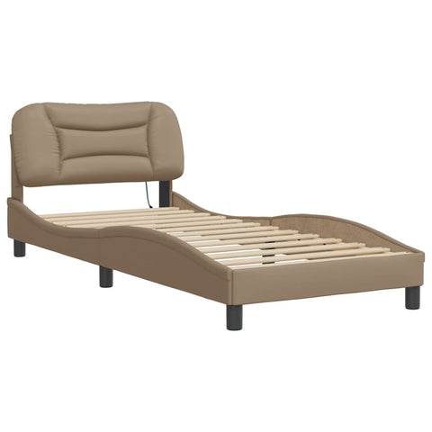 vidaXL Bed Frame with LED without Mattress "Hvar" Cappuccino 90x190 cm