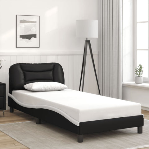 vidaXL Bed Frame with LED without Mattress "Hvar" Black and White 90x190 cm Single"