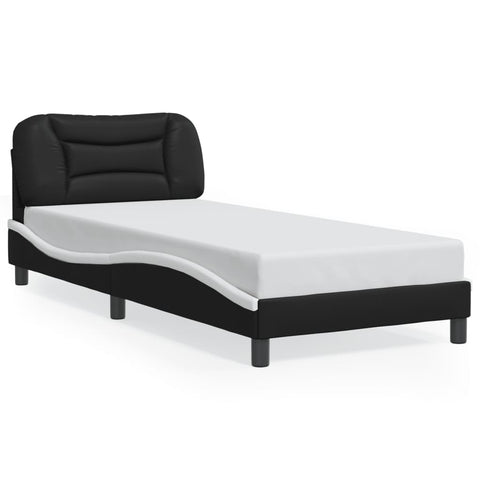 vidaXL Bed Frame with LED without Mattress "Hvar" Black and White 90x190 cm Single"