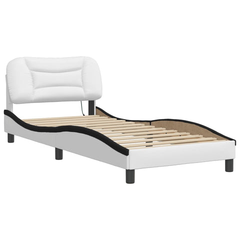 vidaXL Bed Frame with LED without Mattress White and Black 90x190 cm Single