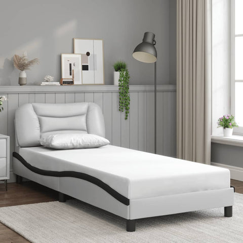 vidaXL Bed Frame with LED without Mattress White and Black 90x190 cm Single