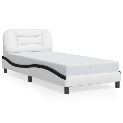 vidaXL Bed Frame with LED without Mattress White and Black 90x190 cm Single
