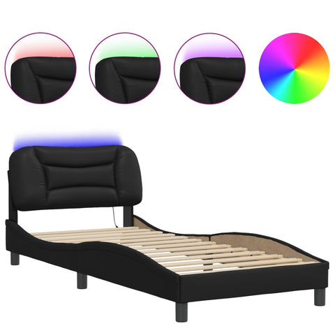 vidaXL Bed Frame with LED without Mattress "Hvar" Black 90x200 cm