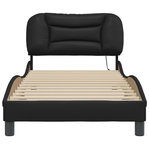 vidaXL Bed Frame with LED without Mattress "Hvar" Black 90x200 cm