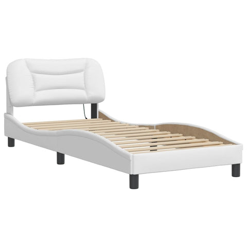 vidaXL Bed Frame with LED without Mattress "Hvar" White 90x200 cm