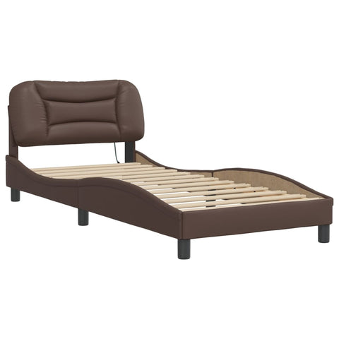 vidaXL Bed Frame with LED without Mattress "Hvar" Brown 90x200 cm