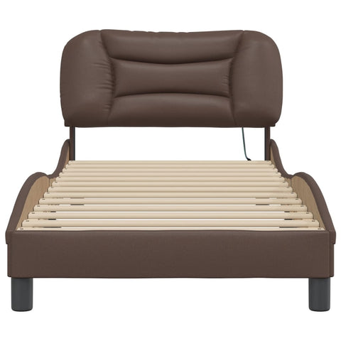 vidaXL Bed Frame with LED without Mattress "Hvar" Brown 90x200 cm