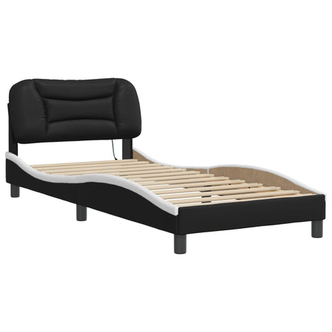 vidaXL Bed Frame with LED without Mattress Black and White 90x200 cm