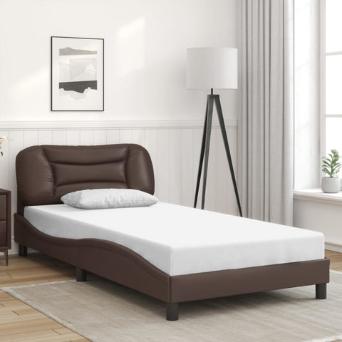 vidaXL Bed Frame with LED without Mattress Brown 100x200 cm