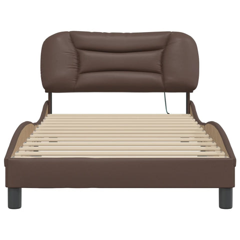 vidaXL Bed Frame with LED without Mattress Brown 100x200 cm
