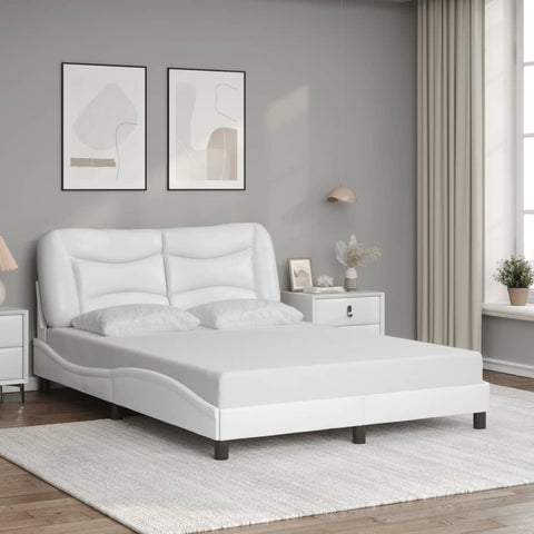vidaXL Bed Frame with LED without Mattress "Hvar" White 120x200 cm