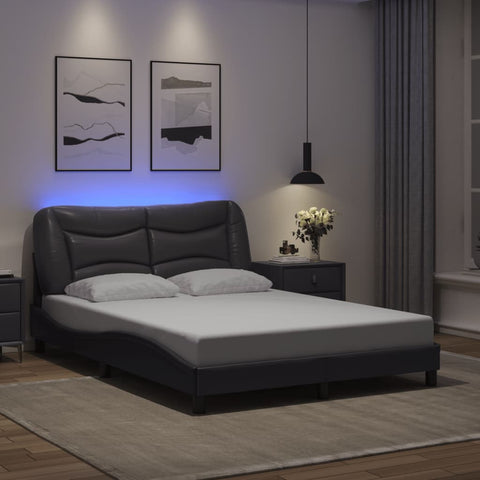 vidaXL Bed Frame with LED without Mattress Grey 120x200 cm
