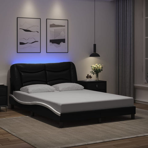 vidaXL Bed Frame with LED without Mattress Black and White 120x200 cm