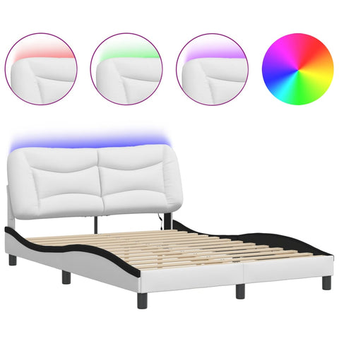 vidaXL Bed Frame with LED without Mattress "Hvar" White and Black 120x200 cm