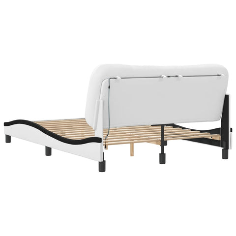 vidaXL Bed Frame with LED without Mattress "Hvar" White and Black 120x200 cm
