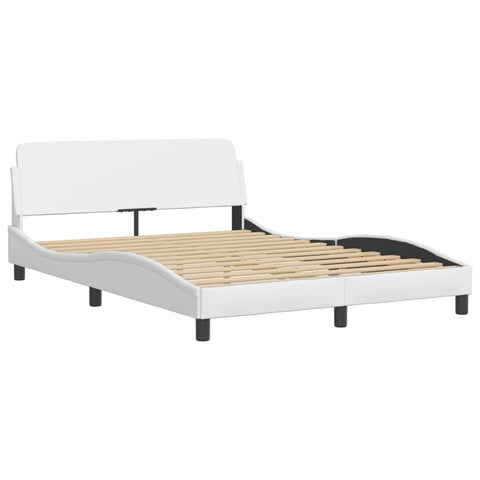 vidaXL Bed Frame with LED without Mattress "Hvar" White 140x190 cm