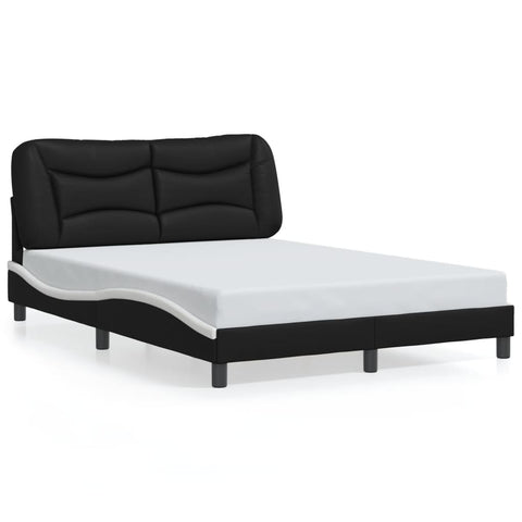 vidaXL Bed Frame with LED without Mattress "Hvar" Black and White 140x190 cm