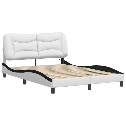 vidaXL Bed Frame with LED without Mattress "Hvar" White and Black 140x190 cm
