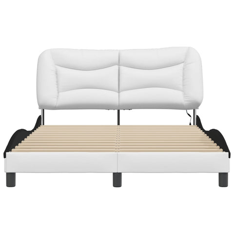 vidaXL Bed Frame with LED without Mattress "Hvar" White and Black 140x190 cm