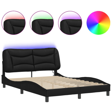 vidaXL Bed Frame with LED without Mattress Black 140x200 cm