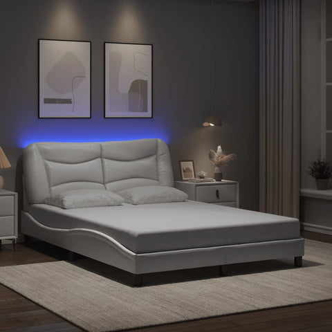 vidaXL Bed Frame with LED without Mattress White 140x200 cm