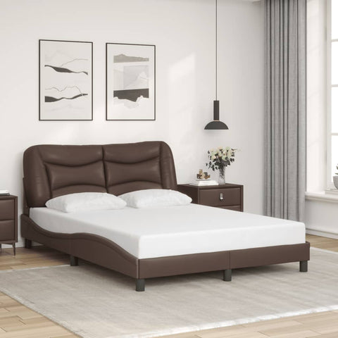 vidaXL Bed Frame with LED without Mattress Brown 140x200 cm