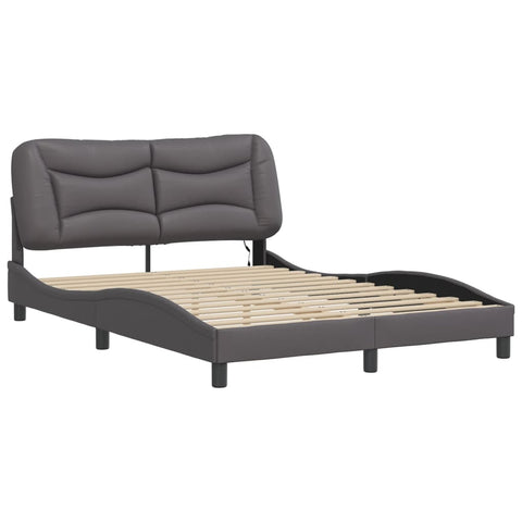 vidaXL Bed Frame with LED without Mattress "Hvar" Grey 140x200 cm