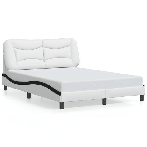 vidaXL Bed Frame with LED without Mattress White and Black 140x200 cm