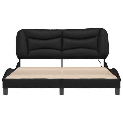 vidaXL Bed Frame with LED without Mattress "Hvar" Black 160x200 cm