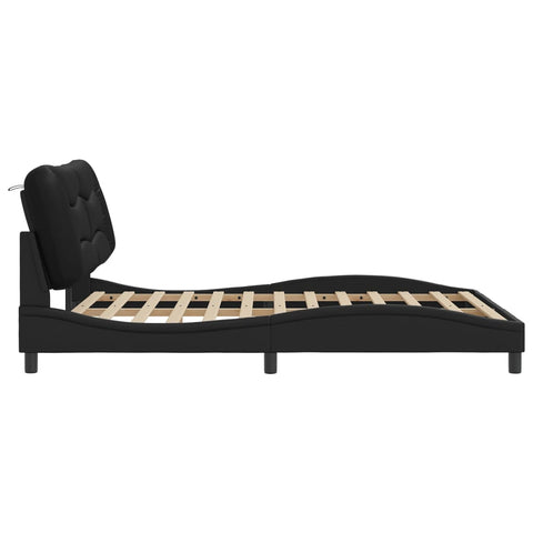vidaXL Bed Frame with LED without Mattress "Hvar" Black 160x200 cm
