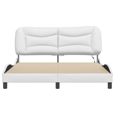 vidaXL Bed Frame with LED without Mattress "Hvar" White 160x200 cm