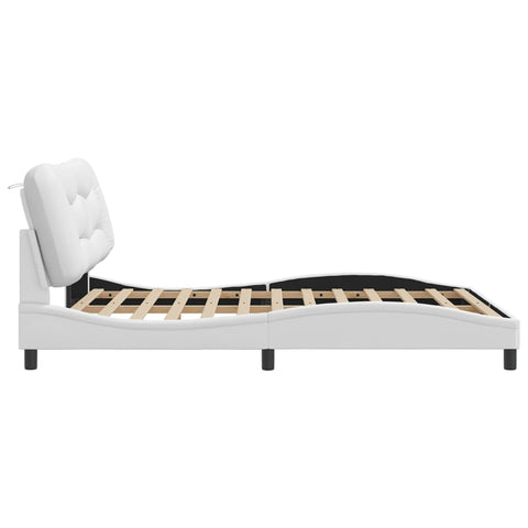 vidaXL Bed Frame with LED without Mattress "Hvar" White 160x200 cm